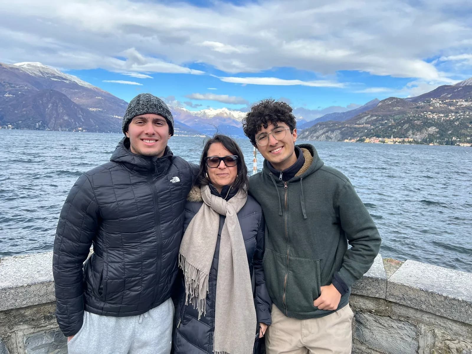 Efe Dincaslan with family at Lake Como, Italy